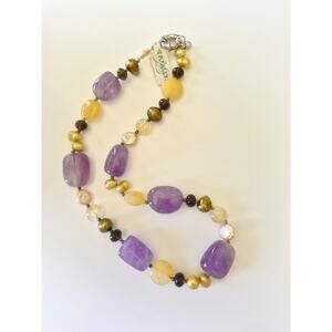 Alexander Kalifano Cultured Pearl Amethyst and Agate Bead Necklace